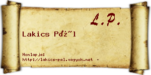 Lakics Pál névjegykártya
